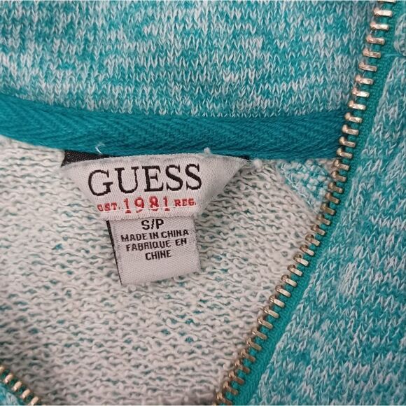 ‼️final must bundle‼️ Guess Sweatshirt Pullover Heather Teal Green Quarter Zip - Picture 8 of 12